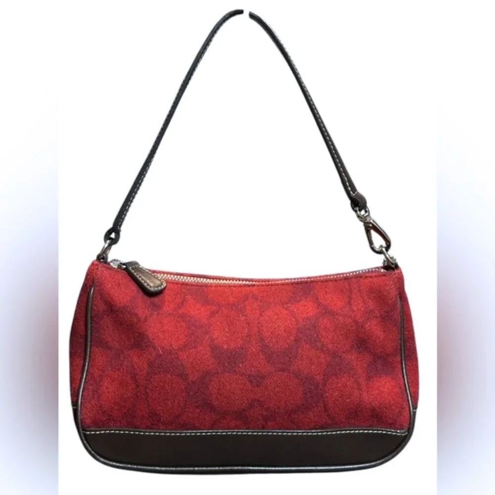 Coach vintage signature wool demi shoulder bag Y2K #7720 EUC